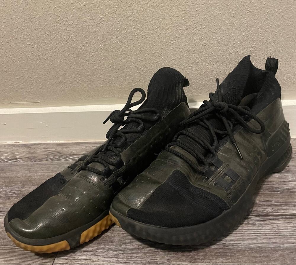 Under Armour Project Rock 1 Mens Size 12 Training Shoes Black Green 3020788-002